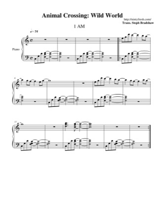 Free Pdf Download Of 1 Am Piano Sheet Music By Wild World