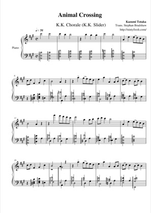 Free Pdf Download Of K.K. Chorale (K.K. Slider) Piano Sheet Music