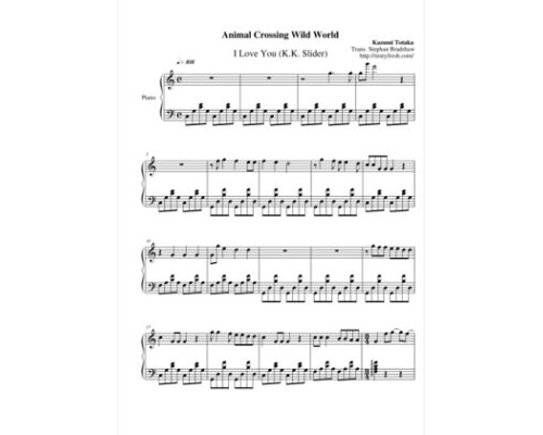 Free Pdf Download Of I Love You (K.K. Slider) Piano Sheet Music
