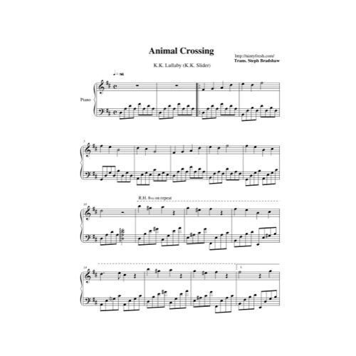 Free Pdf Download Of K.K. Lullaby (K.K. Slider) Piano Sheet Music By Animal Crossing