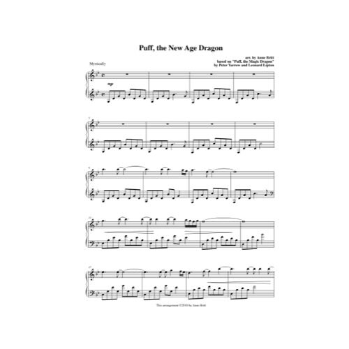 Free Pdf Download Of Puff, The New Age Dragon Piano Sheet