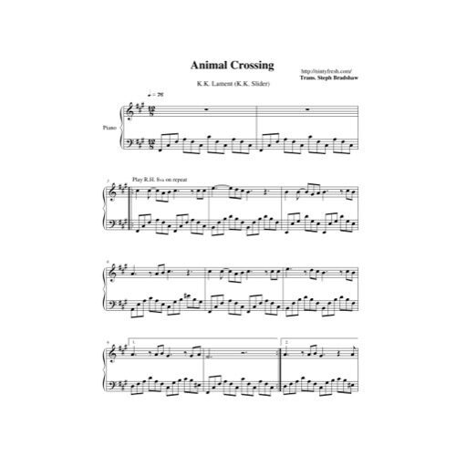 Free Pdf Download Of K.K. Lament (K.K. Slider) Piano Sheet Music