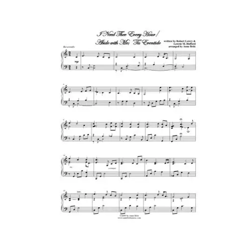 Free Pdf Download Of I Need Thee Every Hour/Abide With Me, Tis Eventide Piano Sheet