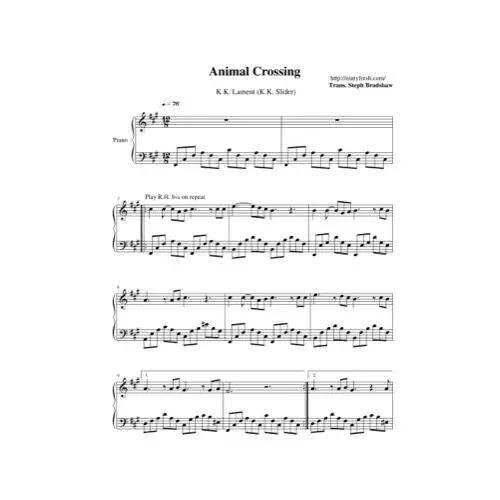 Free Pdf Download Of K.K. Lament (K.K. Slider) Piano Sheet Music