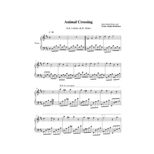 Free Pdf Download Of K.K. Lullaby (K.K. Slider) Piano Sheet Music By Animal Crossing